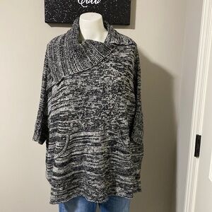 NSF Sweater Cowl CASHMERE Wool Oversized Ribbed Knit Sweater Black Gray Sz S